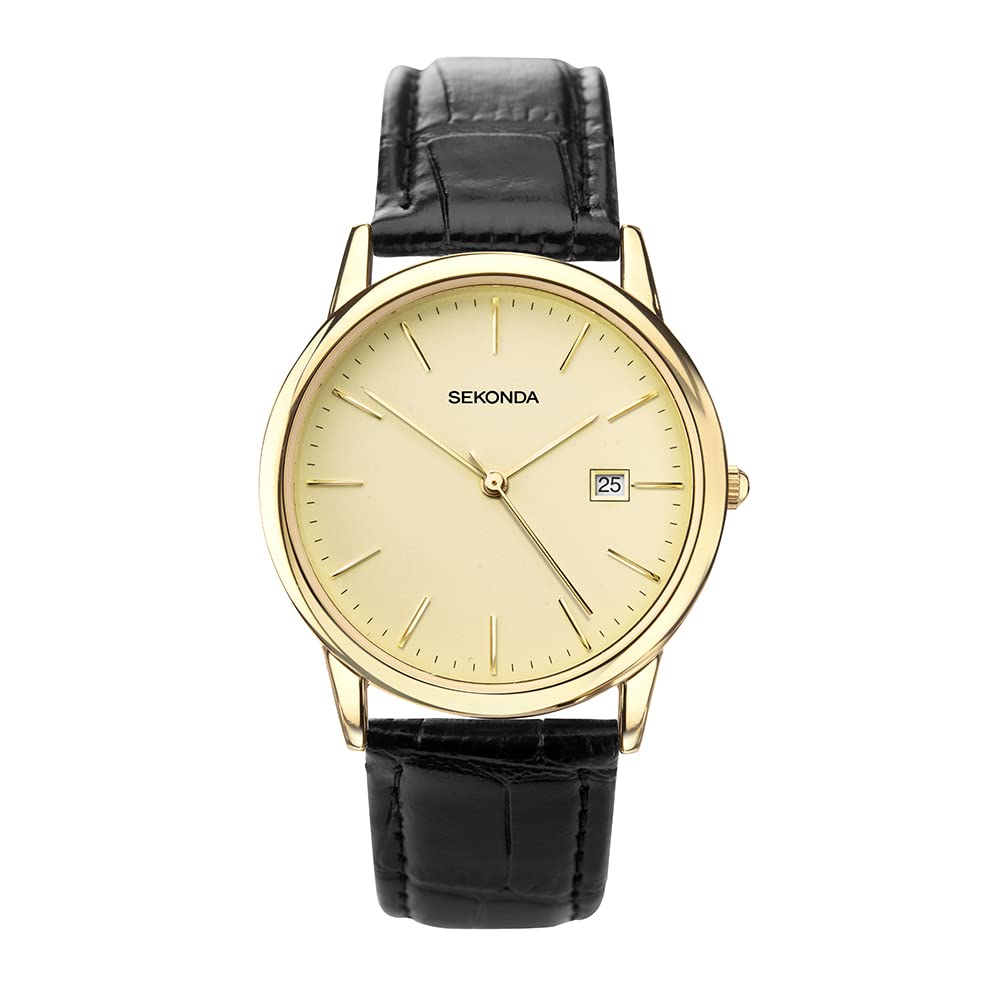 Sekonda Men's Quartz Watch with Beige Dial Analogue Display and Black Leather Strap 3697.27 — image 1