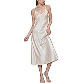 Amlztr Womens Satin Nightgown Long Slip Sleep Dress Silk V Neck Nightgowns