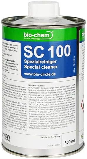 bio-chem SC 100 Klebstoffentferner Citrus Spezial-Reiniger 500 ml Entferner Etiketten Aufkleber Klebereste Bitumen Schmierstoffen Graffiti Harz Ölen und Fetten Gummiresten und -abrieb Intensivreiniger