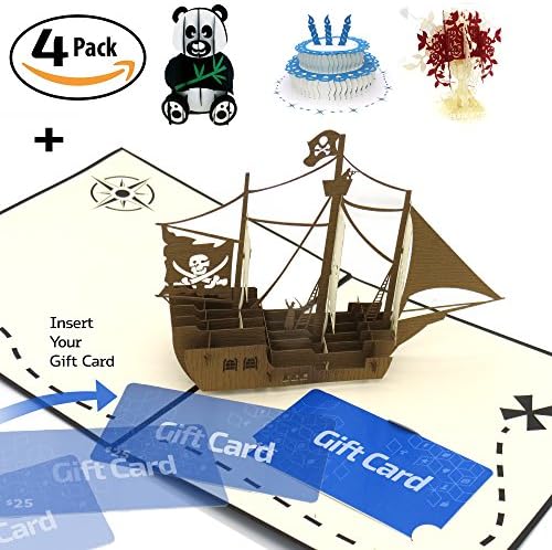 Pop Up Gift Card Holder (set of 4) popup card and gift card holder all-in-one for Birthdays, Thank You, Graduations, Weddings, Thinking of You