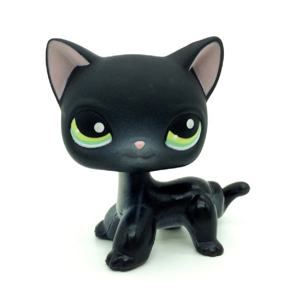 Littlest Pet Shop black Short Hair cat 336 LPS Green Eyes kitty toys