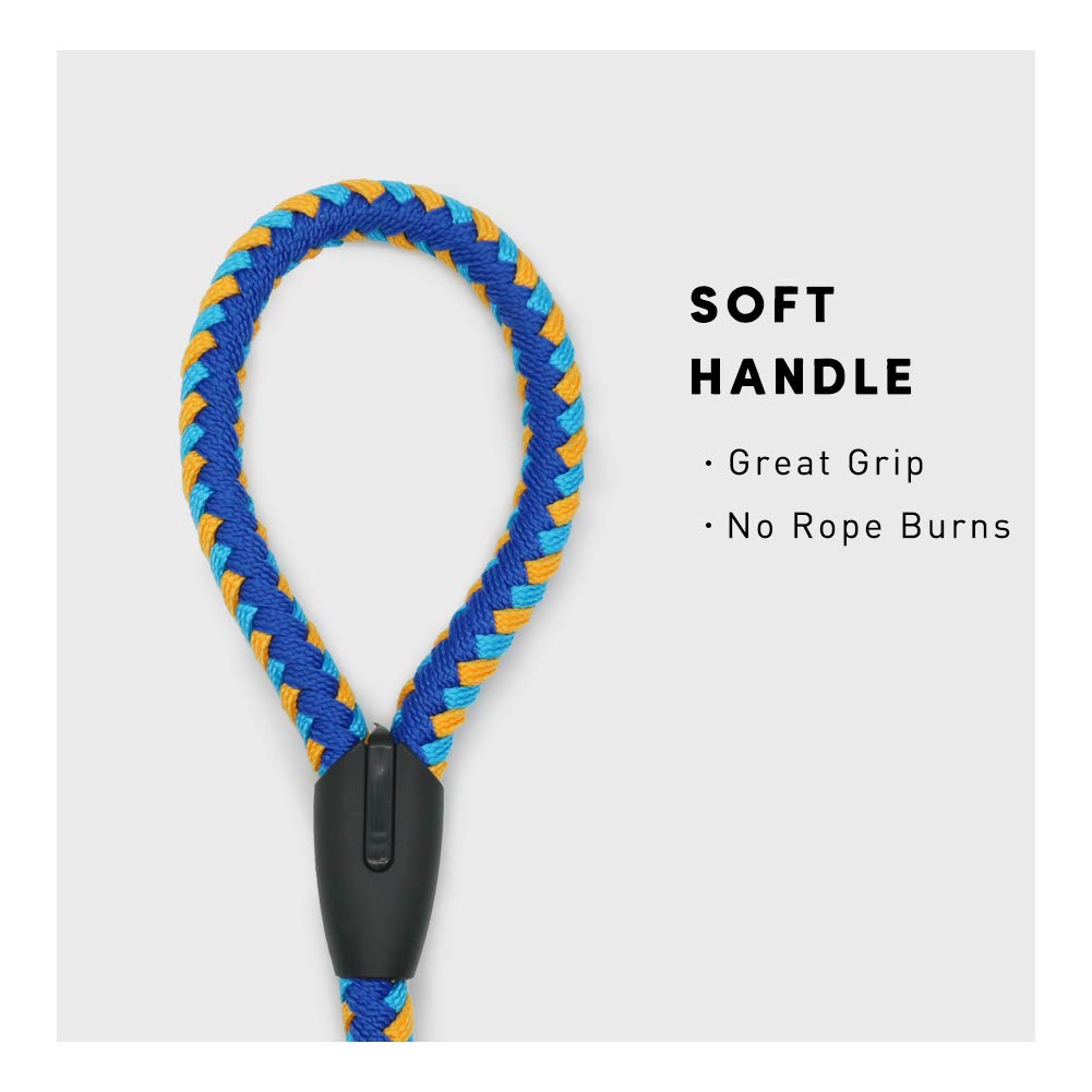 Nuheby Heavy Duty Dog Leash for Large Dog Woven Nylon Durable Round Rope Training Leash 4 Feet Long x 3/4 Inch Thick with Padded Traffic Handle for Dog Walking Lead (Blue)