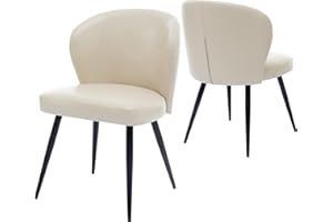 Garvee Dining Chairs Set of 2, Modern Ergonomic Leather Upholstered Kitchen Chairs with Steel Legs, Easy-to-Clean Leather, Er