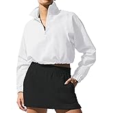 INFITTY Women's Lightweight Jacket Cropped Long Sleeve Workout Tops Quarter Zip Pullover Athletic Shirts