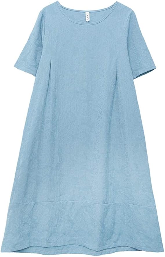 Amazon Co Jp マキシワンピース リゾートワンピ レディース リゾート ワンピース コットン リネン風 L ロングワンピース 夏 綿 民族風 体型カバー 半袖 ワンピース ブルー Aラインワンピ ナチュラル カジュアル 森ガール フェミニン 通勤 日常 服 ファッション小物
