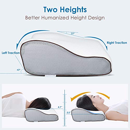 Gugusure Memory Foam Pillow, Orthopedic Pillow, Cervical Contour Massage Bed Pillows for Sleeping, Neck Support Pillow for Neck Pain with Washable Breathable Pillow Case