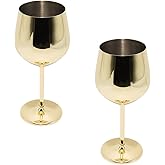 Wuyituart 2 Pcs Gold Wine Goblets 18oz Stainless Steel Wine Glass Unbreakable Wine Glasses