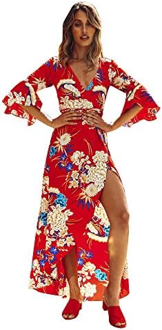 Bringbring Womens Summer Dresses Button up Split Floral Cotton Tassels Flowy Party Maxi Long Dress