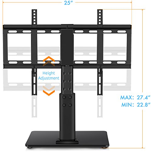 Universal-Table-Top-TV-Stand-for-32-to-60-inch-TVs-with-40-Degree-Swivel-Height-Adjustable-Stands-with-47-inch-AdjustmentTempered-Glass-BaseHold-up-to-60lbs-TVs-by-HUANUO