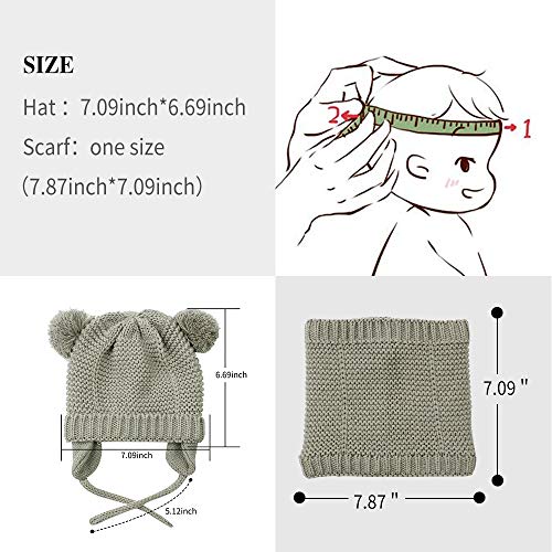 image for BAVST Baby Girls Boys Winter Hat Scarf Set Pompom Warm Knit Beanie and