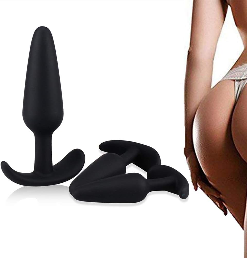Amal Būtt Plugs Trainer for Beginner Anales Trainer 3 Pcs Kit 3 Size Silicone Bútt Plugs, Amal Plugs，Beginner Starter Set Toys with T-bar Base Black by Zacer