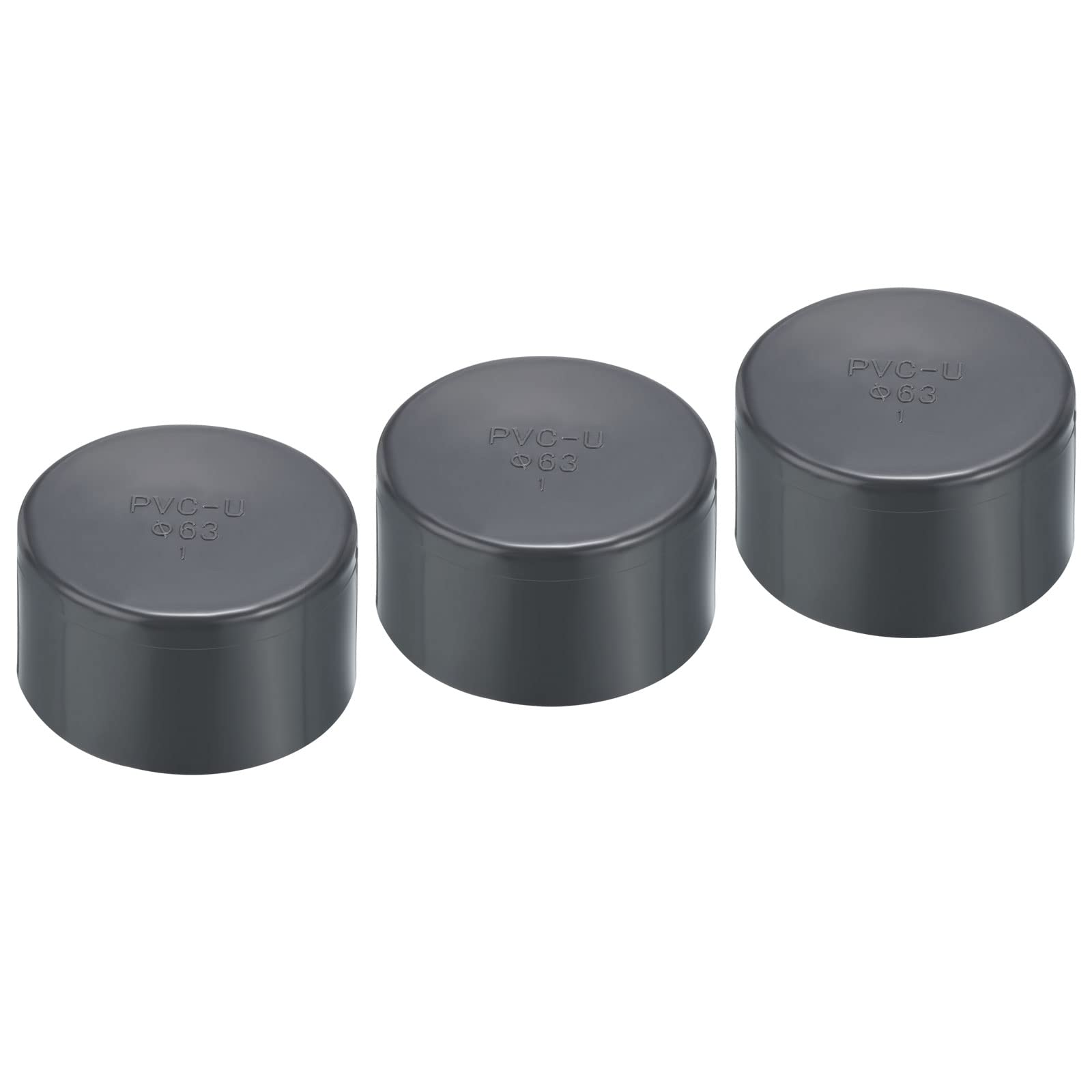 PATIKIL 63mm UPVC Pipe End Cap Fitting, 3 Pack Furniture Grade Plug Coupling Socket for DIY, Garden, Grey
