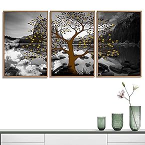 3 Piece Framed Canvas Wall Art for Living Room, Bedroom Abstract Tree Canvas Prints for Home Decoration Ready to Hang - 16"x24"x3 Panels