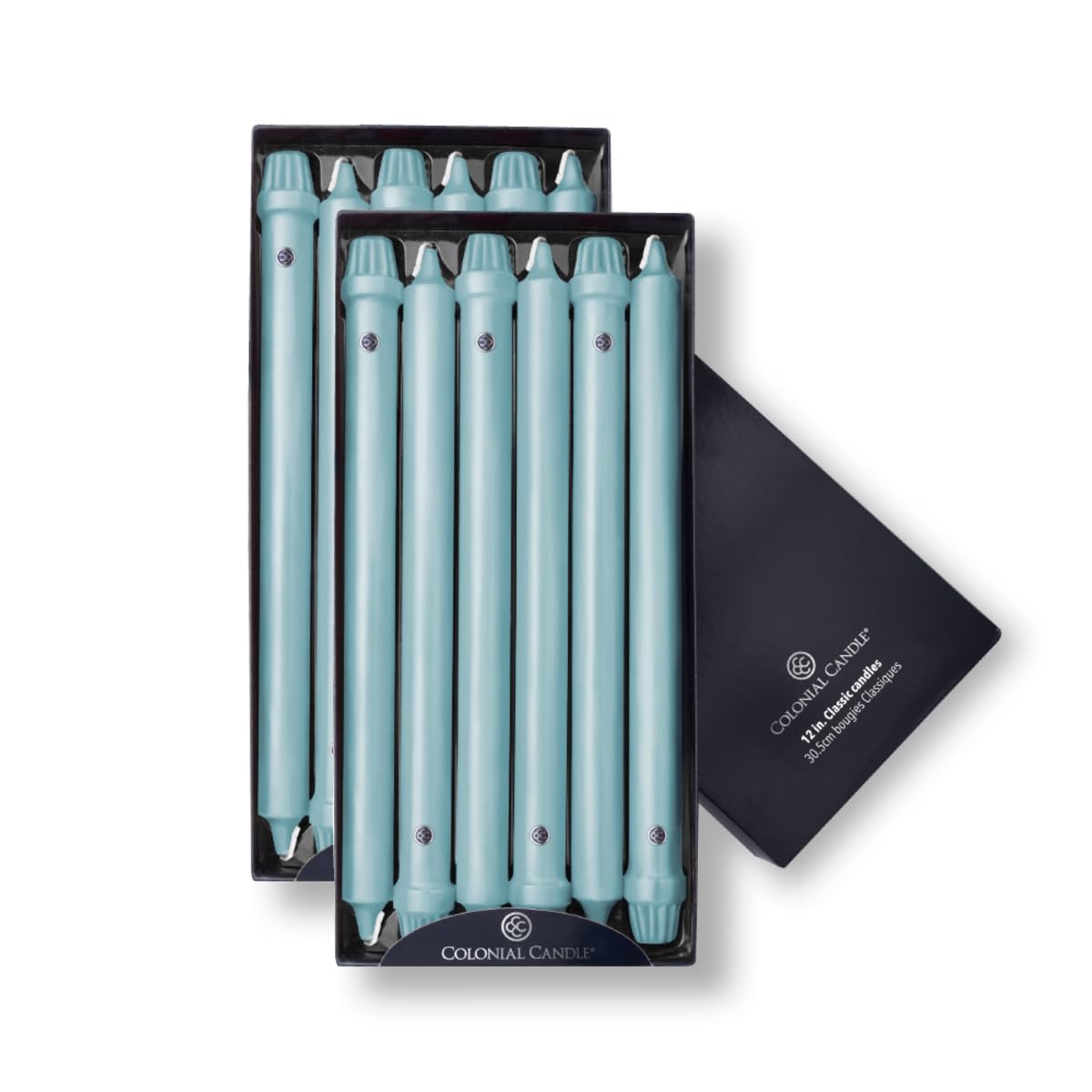 Photo 1 of **MISSING ONE CANDLE***Colonial Candle Unscented Taper Candle, Classic Collection, Coastal Blue, 12 in, Pack of 12 - Up to 10 Hours Burn