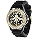 Geneva Platinum 6886 Women's Rhinestone Fleur De Lis Silicone-Blk/Gold