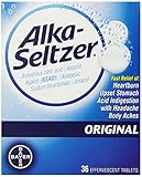 Alka-Seltzer Original Effervescent Tablets with Aspirin, 36-count Boxes (Pack of 3)