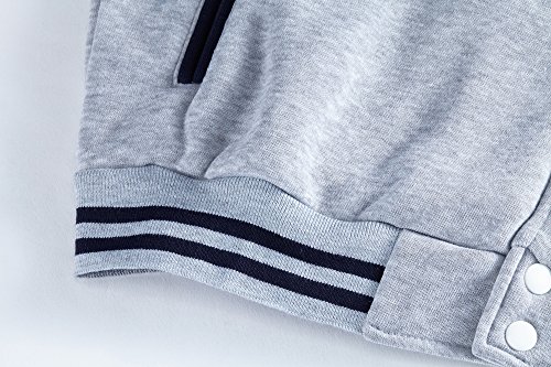 Trifuness Varsity Jacket Letterman Jacket Baseball Jacket With Long Sleeve Banded Collar Grey XXX-Large