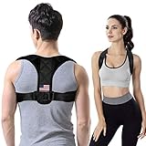 Posture Corrector for Men & Women Under Clothes Adjustable Shoulder Belt for Slouching & Hunching Upper Back Brace Posture Clavicle Strap Pain Relief (B(Chest 28''-44''))