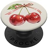 Coquette Cherry And Pink Bow PopSockets Adhesive PopGrip