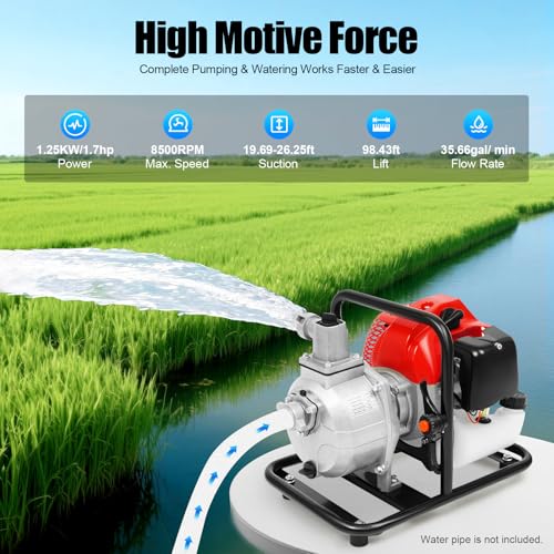 Gas Water Pump 1 Inch 2 Stroke 43CC 1.7HP Gasoline Engine High photo 9