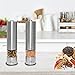 Home Improvement City Electric Salt And Pepper Grinder Set with LED Light - Battery Operated Stainless Steel Mills | Automatic One Touch Grinders with Adjustable Ceramic Coarseness and Bottom Lids