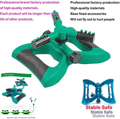 Sprinklers Watering Equipment Garden Hose Lawn Automatic Rotation 360 Degree 3 Nozzles Sprayer System Base Fixed