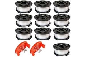 CALU LUKY 0.065" Line String Trimmer Autofeed Replacement Spool,AF-100 Line String Trimmer, 30ft Weed Eater Spool Replacement Spool for String Trimmer, for Black and Decker Models (10 Spools+2 Caps)12 Pack