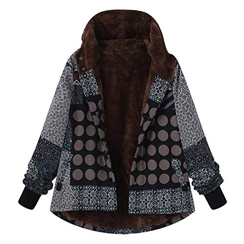 XOWRTE Women's Cotton Plus Size Vintage Fleece Thick Zipper Long Sleeve Winter Hooded Jacket Coat