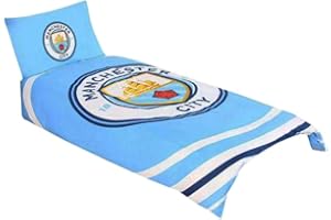 Manchester City FC Pulse 2 Piece UK Single/US Twin Sheet Set, 1 x Double Sided Sheet and 1 x Pillowcase