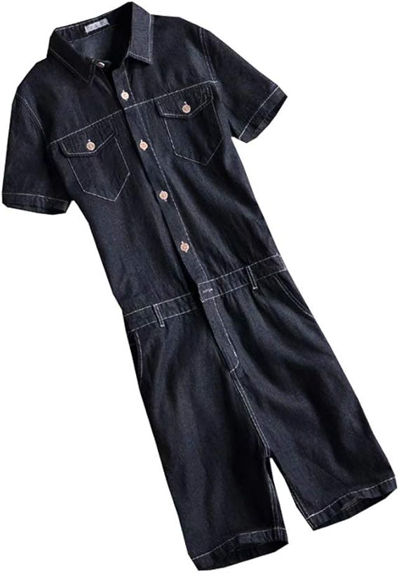 Amazon Co Jp Tenflow オールインワン つなぎ 半袖 メンズ オーバーオール 半袖シャツ ショートパンツ 短パン ロンパース ジャンプスーツ 膝上 Cjf 41 M ブラック デニム 服 ファッション小物