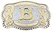 Rideaway Initial Letters Western Style Cowboy Rodeo Gold Large Belt Buckles, Letter B