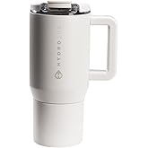 HydroJug Coffee Traveler 20 oz - Leak-Resistant, Ceramic-Lined Insulated Travel Coffee Mug for Hot or Cold Drinks with Flip Lid & Handle, Dishwasher Safe Coffee Tumbler, Linen