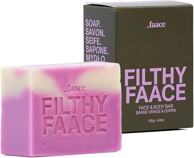 Faace Filthy Face and Body Bar | Daily Multi-Tasker for All Skin Types | Cleans | Freshens | Softens and Smoothes | Vegan and Organic Skincare