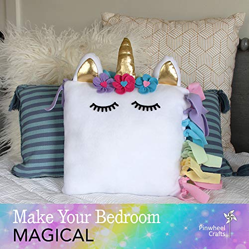 Unicorn Pillow Kit Cute Colorful Fleece Knot Pillow With Stick On Flowers And Eyelashes No Sew Easy To Follow Unicorn Craft Kit For Girls And Teenagers Unicorn Bedroom Decor By Pinwheel Crafts unicorn pillow kit cute colorful fleece knot pillow with stick on flowers and eyelashes no sew easy to follow unicorn craft kit for girls and