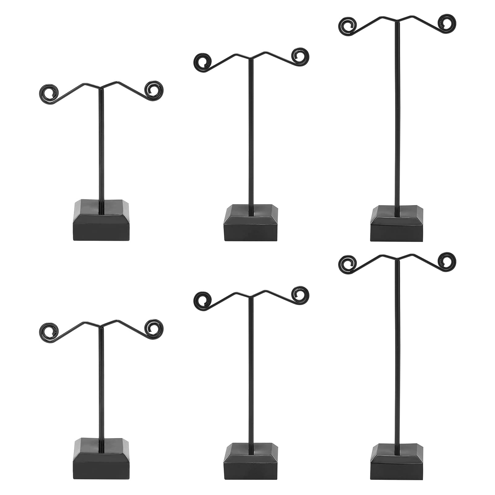 FINGERINSPIRE T-Shape Earring Display Stand (8.5cm, 11cm, 12cm H) Black Acrylic T-Bar Holder Long Earring Storage Rack Jewellery Showcase for Retail Counter Photography