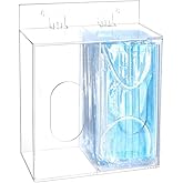 QWORK Clear Acrylic Mask and Glove Organizer &ndash; Dual Compartment Dispenser for Office &amp; Home Use
