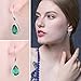 JewelryPalace Pear Gemstones Birthstone 5.4ct Green Nano Russian Simulated Emerald Dangle Earrings For Women Solid 925 Sterling Silver