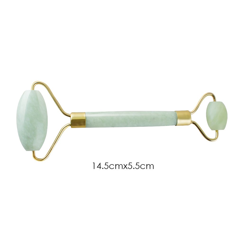 Zinnor Jade Roller Massager Anti Aging Therapy Double Neck Healing Rejuvenates Face Neck Skin Face Slimmer Slimming Tool