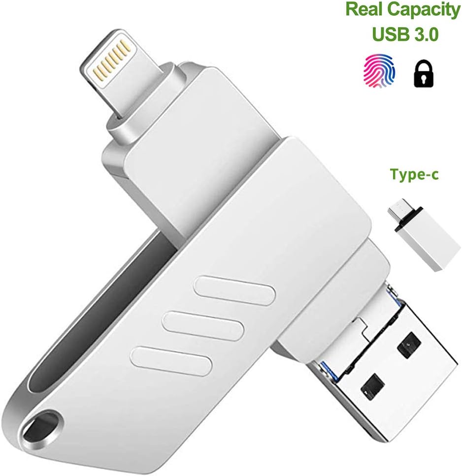 iOS Flash Drive for iPhone Photo Stick 256GB Memory Stick USB 3.0 External Storage Lightning Memory Stick for iPhone iPad Android and Computers (Silver 256GB)