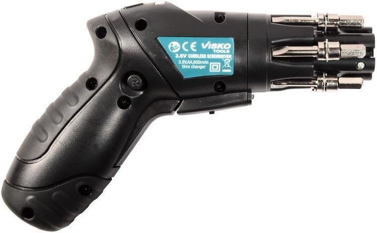 Visko Plastic Vi3.6-Cdsd 3.6V Cordless Collated Screwdriver Gun Set, Standard, Black, 2 Piece
