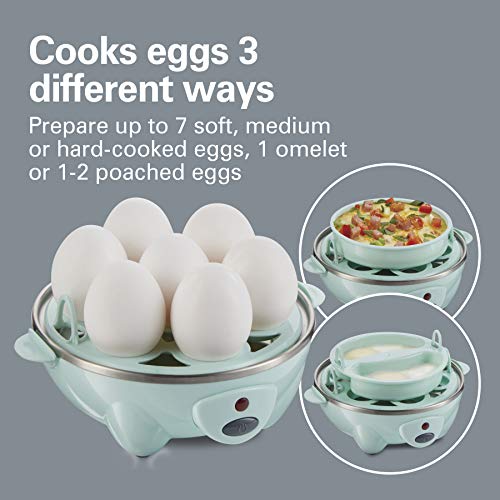 Hamilton Beach 3in1 Electric Egg Cooker for Hard Boiled Eggs, Poacher, Omelet Maker