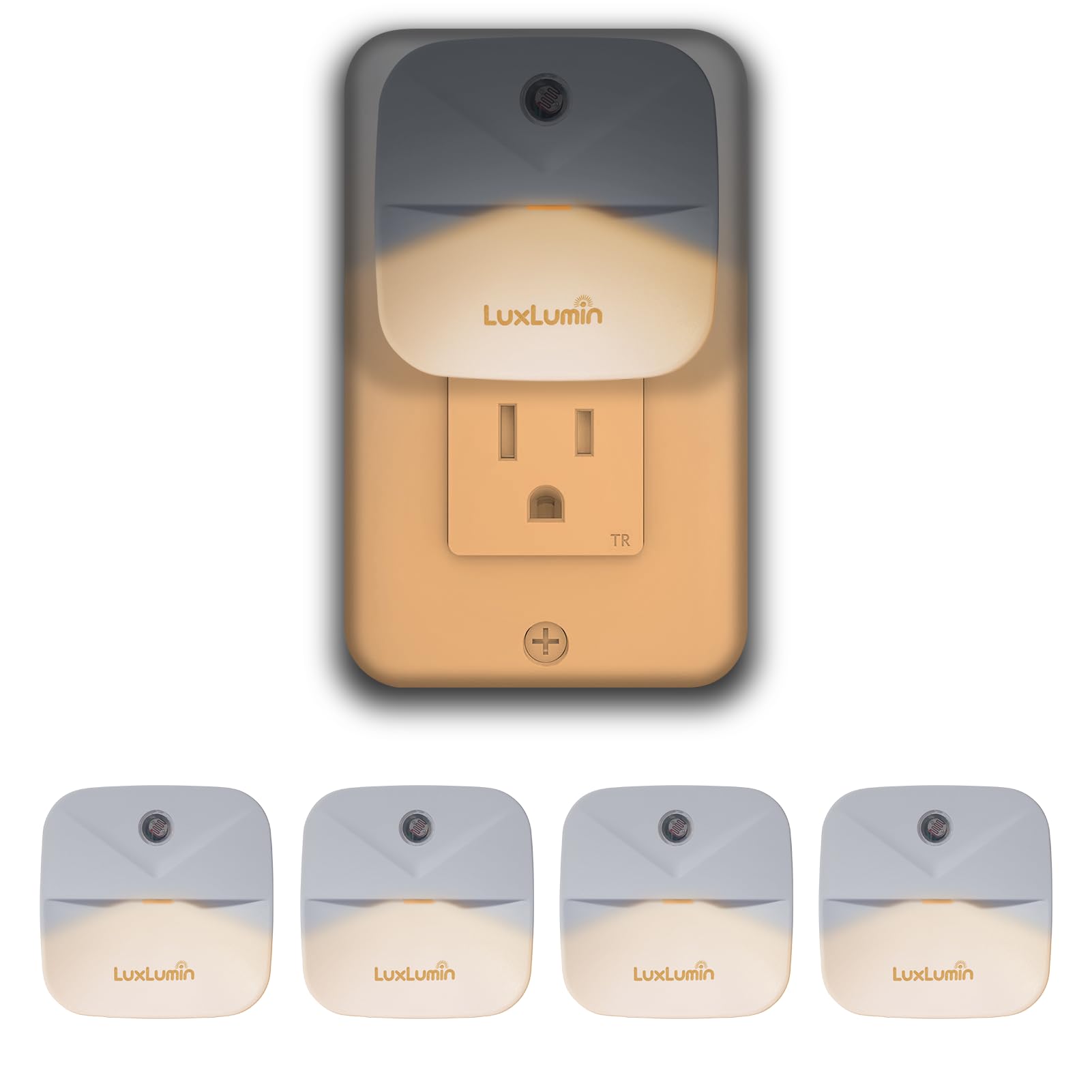 Photo 1 of LuxLumin LED Night Light Plug into Wall with Smart Dusk to Dawn Sensor, Automatically Turn on and Off,Night Light for Kids,Bedroom,Bathroom,Stairs,Warm White, 4 Packs