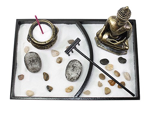 Tabletop Incense Burner Gifts & Decor Zen Garden Kit with Statue Candle Holder ~ USA SELLER!! (Buddha big)