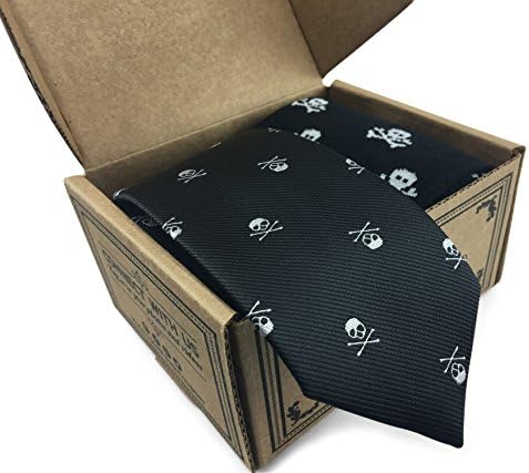 2 Piece Combo Set - Skinny Tie w/ Sock (Black w/ white skulls)