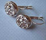 Silver-tone Faux Druzy Stone Lever-back Drop Earrings 12mm