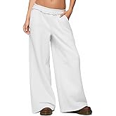 HeSaYep Womens Fleece Lined Sweatpants Wide Leg Baggy Thermal Lounge Pants Raw Hem Elastic Waist Oversized Sweat Pants