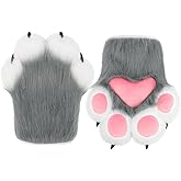 MANYU ZONES Faux Fur Therian Paws Realistic Wolf Paw Gloves Comfy Warm Furry Paws Cat Paw Gloves for Cosplay & Christmas