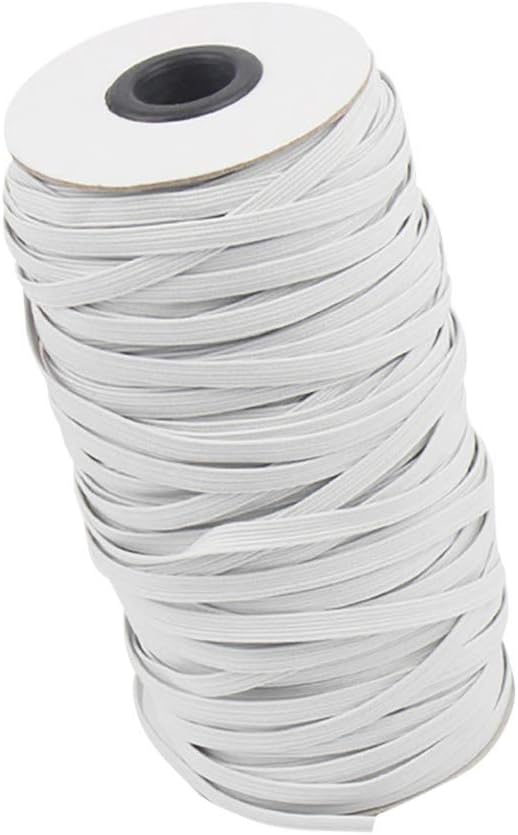PSSS 109-Yards Length 1/8" Width Braided Elastic Cord/Elastic Band/Elastic Rope/Bungee/White Heavy Stretch Knit Elastic Spool