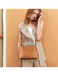 S-ZONE de piel para mujer pequeño bolso de mujer, bolso bolso crossbody bolsa con bolsa extraíble