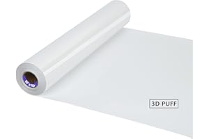 RENLI·TONG RENLITONG 3D Puff HTV Matte Heat Transfer Vinyl Roll 12" x 10ft Iron on for Heat Press T Shirt for All Cutter Machine Heat Vinyl Design (10 ft, 3D Puff White)